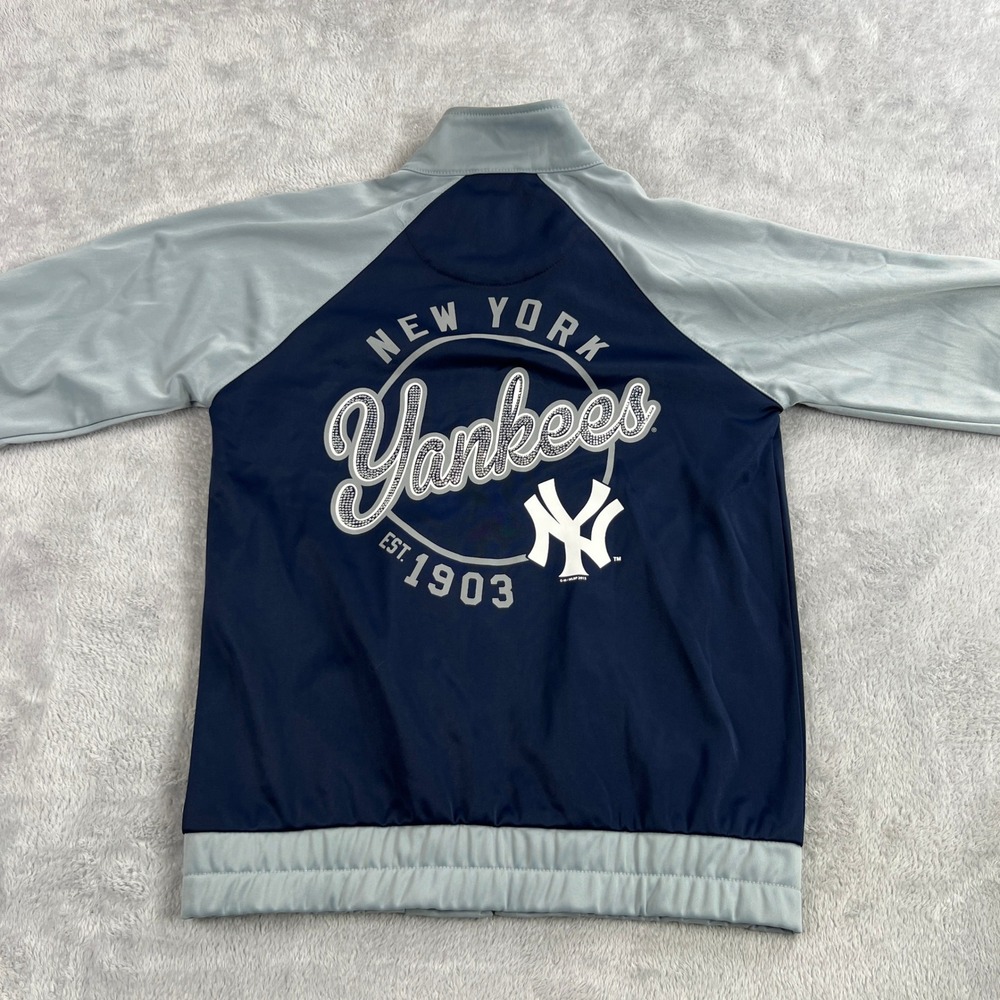 G-III New York Yankees Rhinestone Track Jacket M Blue Womens MLB Bling Fan